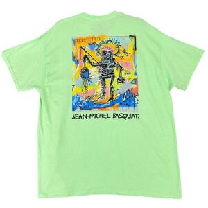Jean-Michel Basquiat Artestar Graphic T-Shirt Mens XL Crown Logo Fishing Art‎